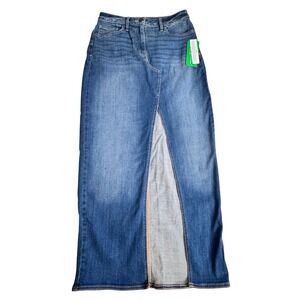 Venus Denim Maxi Skirt Medium Wash Front Slit‎ Size 4 NEW